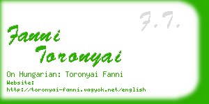fanni toronyai business card